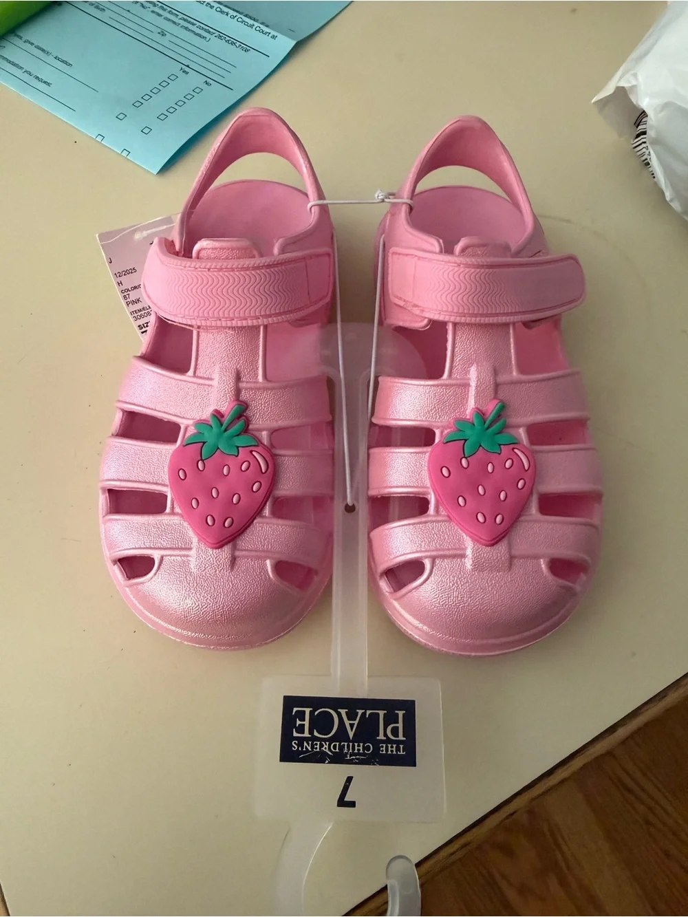 The Children's Place Pink Strawberry Jelly Sandals with Charm